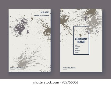 Grey explosion paint splatter artistic cover frame design. Decorative dust splash spray texture lavender background. Trendy creative template vector Cover Report Catalog Brochure Flyer Poster Banner