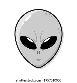 Grey Extraterrestrial alien face or head Illustration