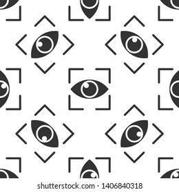 Grey Eye scan icon isolated seamless pattern on white background. Scanning eye. Security check symbol. Cyber eye sign. Vector Illustration