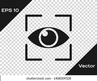 Grey Eye scan icon isolated on transparent background. Scanning eye. Security check symbol. Cyber eye sign. Vector Illustration