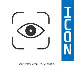 Graue Augen scannen Symbol einzeln auf weißem Hintergrund. Scannen des Auges. Sicherheitsüberprüfungssymbol. Cyber-Augenzeichen.  Vektorgrafik