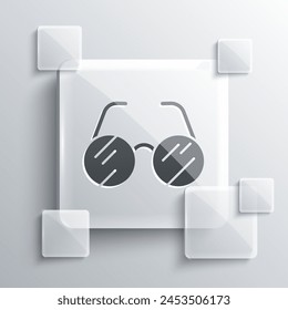 Grey Eyeglasses icon isolated on grey background. Square glass panels. Vector