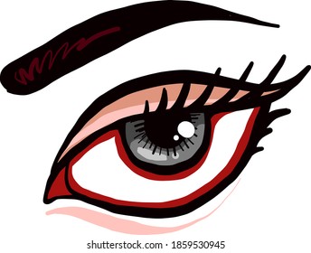 Grey eyes, illustration, vector on white background.