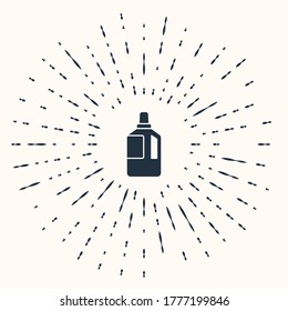 Grey Fabric softener icon isolated on beige background. Liquid laundry detergent, conditioner, cleaning agent, bleach. Abstract circle random dots. Vector Illustration