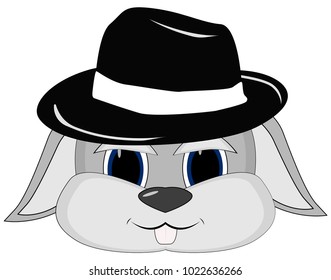 the grey face cunning rabbit in the hat