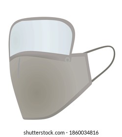 Grey face mask with visor. vector
