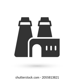Grey Factory production icon isolated on white background. Industrial building.  Vector