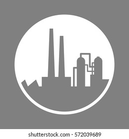 Grey factory vector icon, industrial building