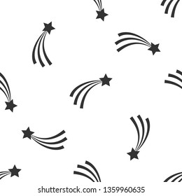 Grey Falling star icon isolated seamless pattern on white background. Shooting star with star trail. Meteoroid, meteorite, comet, asteroid, star icon. Vector Illustration