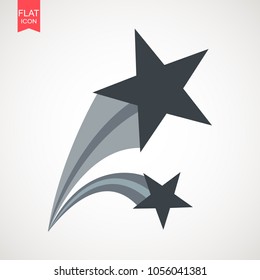 Grey falling star vector . Shooting star isolated from background. Icon of meteorite or comet with tail