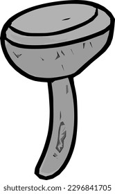 Grey fantasy gloom mushroom vector art, featuring a tall stem and a wide, bulbous cap with a unique grayscale style. perfect for stickers, world-building, background art, and tile set projects.