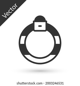 Grey Fantasy magic stone ring with gem icon isolated on white background.  Vector