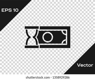 Grey Fast payments icon isolated on transparent background. Fast money transfer payment. Financial services, fast loan, time is money, cash back concept. Vector Illustration