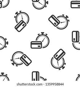 Grey Fast payments icon isolated seamless pattern on white background. Fast money transfer payment. Financial services, fast loan, time is money, cash back concept. Vector Illustration