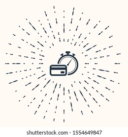 Grey Fast payments icon isolated on beige background. Fast money transfer payment. Financial services, fast loan, time is money, cash back concept. Abstract circle random dots. Vector Illustration