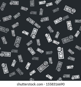 Grey Fast payments icon isolated seamless pattern on black background. Fast money transfer payment. Financial services, fast loan, time is money, cash back concept.  Vector Illustration