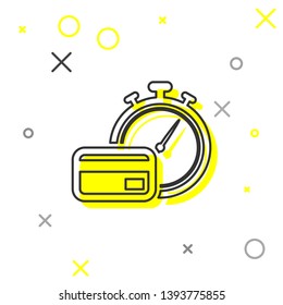 Grey Fast payments line icon isolated on white background. Fast money transfer payment. Financial services, fast loan, time is money, cash back concept. Vector Illustration