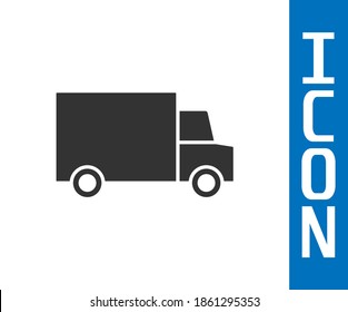 Grey Fast round the clock delivery by car icon isolated on white background.  Vector