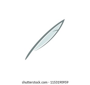 Grey feather ink pen. Isolated Vector Illustration