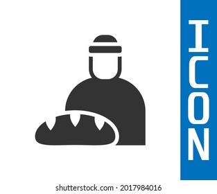 Grey Feeding the homeless icon isolated on white background. Help and support. Giving food to the hungry concept.  Vector