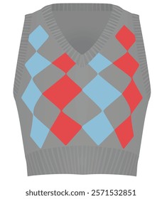 Grey  female knitted vest. vector