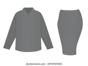 Grey female shirt and skirt. vector illustration