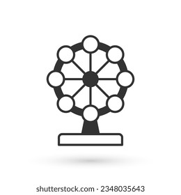 Grey Ferris wheel icon isolated on white background. Amusement park. Childrens entertainment playground, recreation park.  Vector