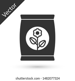 Grey Fertilizer bag icon isolated on white background.  Vector Illustration