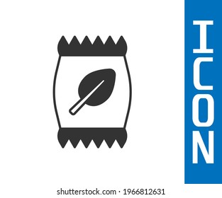 Grey Fertilizer bag icon isolated on white background.  Vector