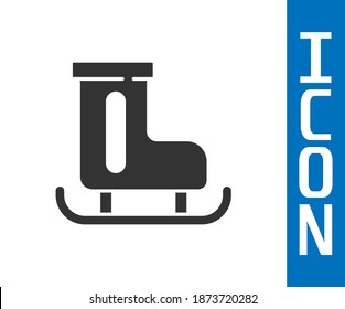 Grey Figure skates icon isolated on white background. Ice skate shoes icon. Sport boots with blades.  Vector
