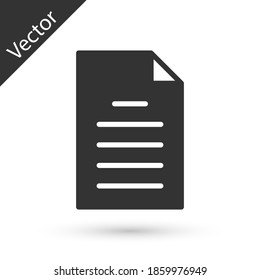 Icono de documento de archivo gris aislado en fondo blanco. Icono de lista de verificación. Concepto de negocio. Vector.