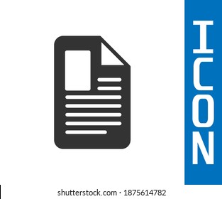 Grey File document icon isolated on white background. Checklist icon. Business concept.  Vector