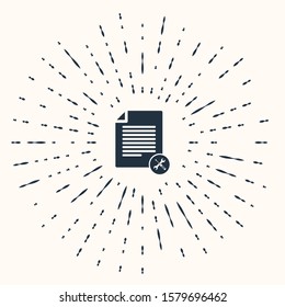 Grey File document with screwdriver and wrench icon isolated on beige background. Adjusting, service, setting, maintenance, repair, fixing. Abstract circle random dots. Vector Illustration