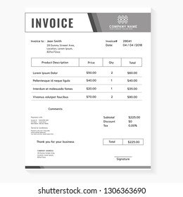 Grey fill busines invoice template
