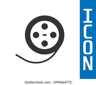 Grey Film reel icon isolated on white background.  Vector