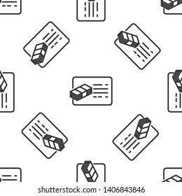 Grey Financial document line icon isolated seamless pattern on white background. Invoice and money icon. Budget planning, money saving and paying debt concept. Vector Illustration