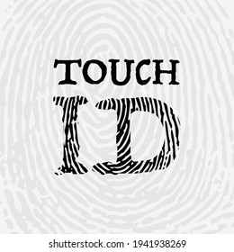 Grey finger print isolated on white background. Black ID human fingerprint silhouette