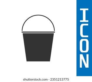 Grey Fire bucket icon isolated on white background. Metal bucket empty or with water for fire fighting.  Vector Illustration