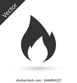 Grey Fire flame icon isolated on white background. Heat symbol. Vector Illustration