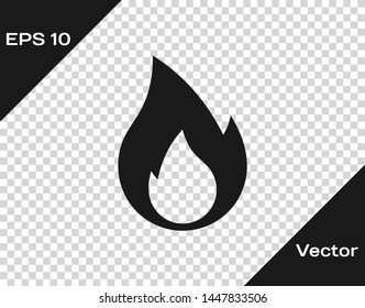 Grey Fire flame icon isolated on transparent background. Heat symbol. Vector Illustration