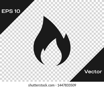 Grey Fire flame icon isolated on transparent background. Heat symbol. Vector Illustration