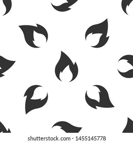 Grey Fire flame icon isolated seamless pattern on white background. Heat symbol. Vector Illustration