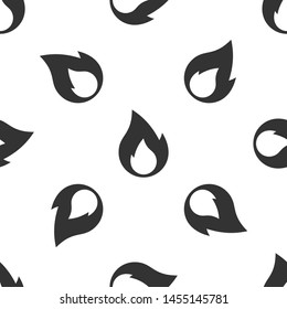 Grey Fire flame icon isolated seamless pattern on white background. Heat symbol. Vector Illustration