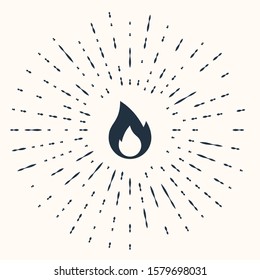 Grey Fire flame icon isolated on beige background. Heat symbol. Abstract circle random dots. Vector Illustration
