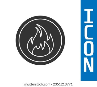 Grey Fire flame icon isolated on white background.  Vector Illustration