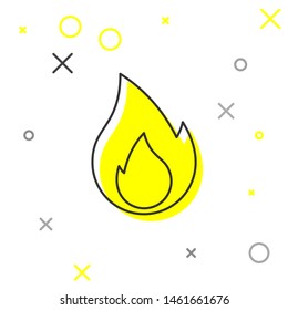 Grey Fire flame line icon isolated on white background. Heat symbol. Vector Illustration