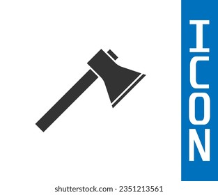Grey Firefighter axe icon isolated on white background. Fire axe.  Vector Illustration