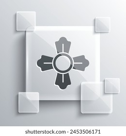 Grey Firefighter icon isolated on grey background. Square glass panels. Vector