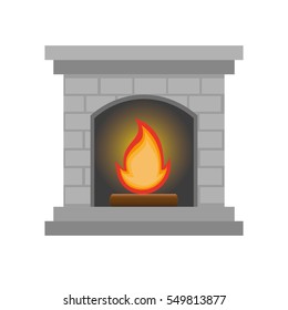 grey fireplace on white background