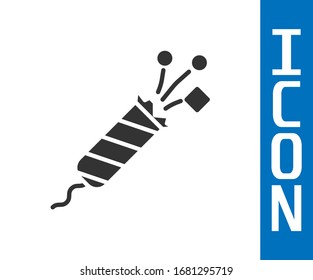 Grey Firework rocket icon isolated on white background. Concept of fun party. Explosive pyrotechnic symbol.  Vector Illustration
